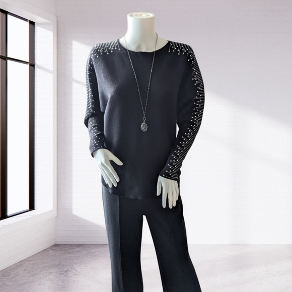 Milano Rhinestone Embellished Dolman Sweater - Picture 14 of 14